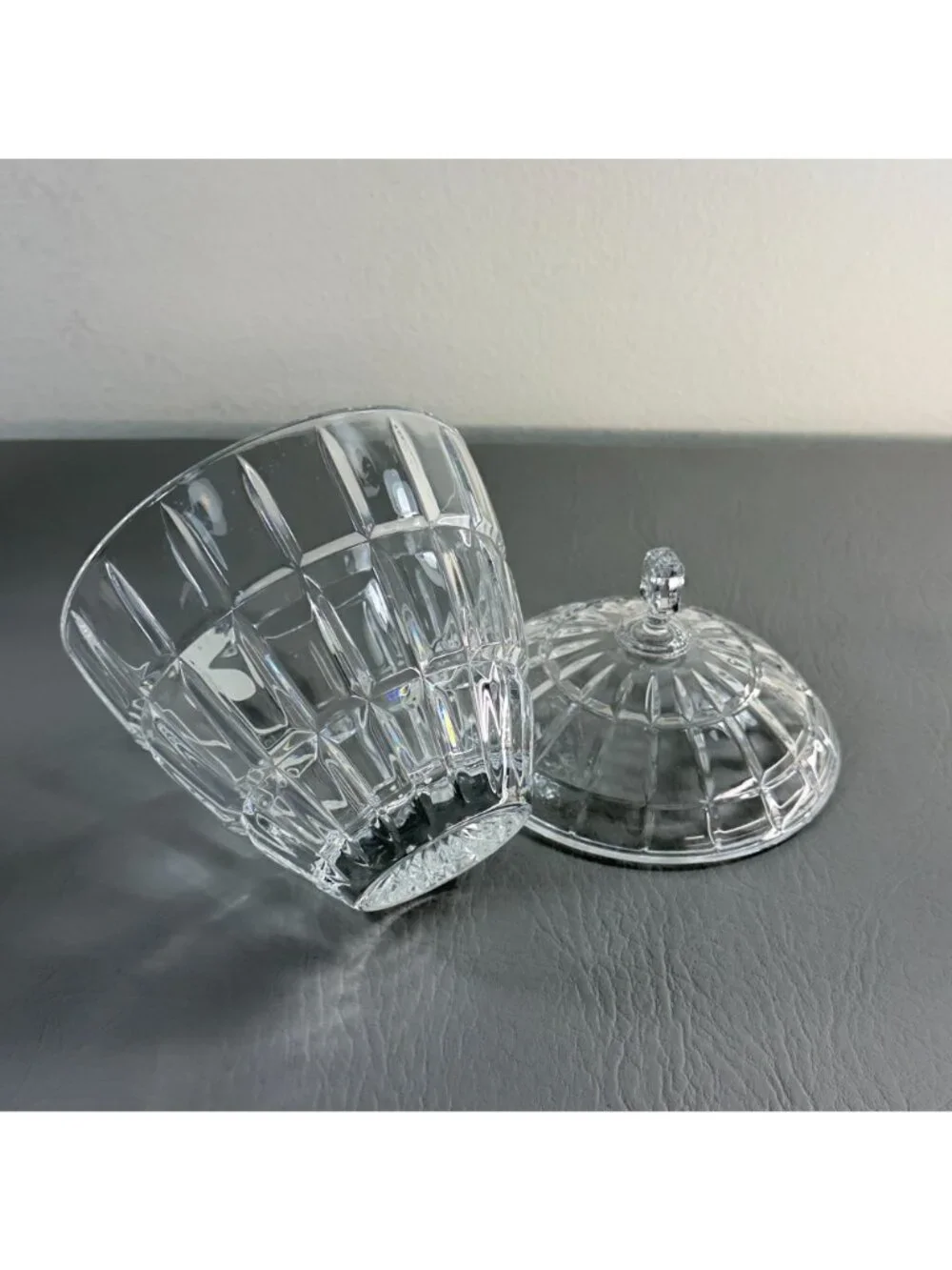 Vintage Fifth Avenue Crystal Covered Candy Dish Lead Crystal Jar Vanity Box